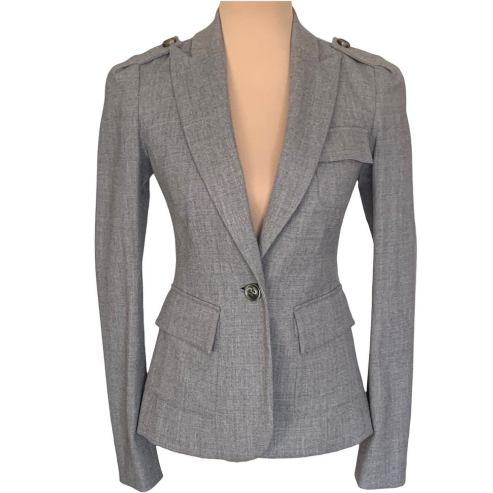 DIANE von FURSTENBERG Dasi Women’s Grey Wool Fitted Blazer Jacket SZ. S